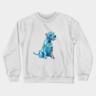 Polygonal Schnauzer Dog Sitting in Blue Shades Crewneck Sweatshirt